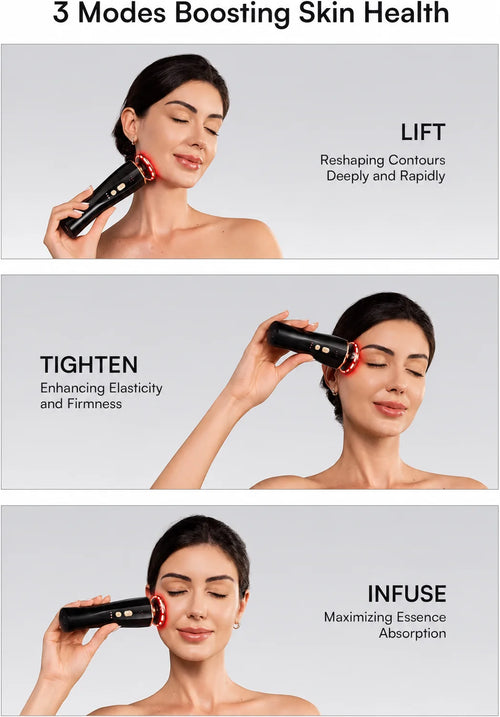 Three in one red light facial and neck beauty device, a skincare tool that eliminates skin swelling and tightens the skin