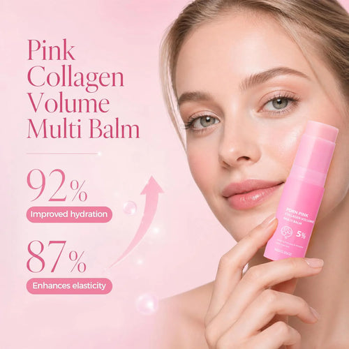 PDRN Pink Collagen Volume Multi Balm Collagen Hydrating Stick for Face, Neck, Under Eyes, Lips, Lines Care Plumping&Firming Skin