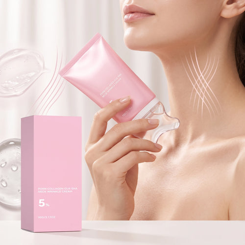PDRN Collagen Peptide Neck Wrinkle Cream with Gua Sha,Firming Lift Neck Contour Sculpting Jawline Korean Skin Care Moisturizer