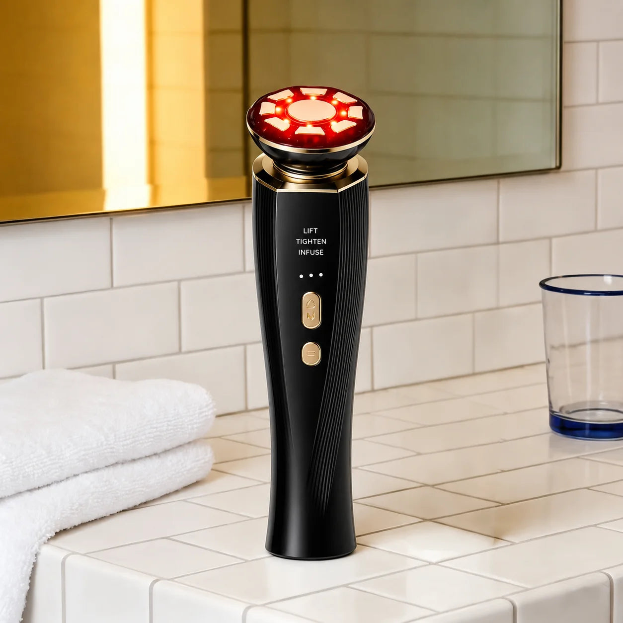 Three in one red light facial and neck beauty device, a skincare tool that eliminates skin swelling and tightens the skin